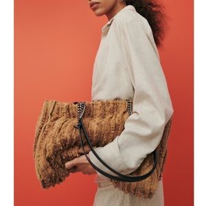 ZARA LARGE FRAYED FABRIC SHOPPER